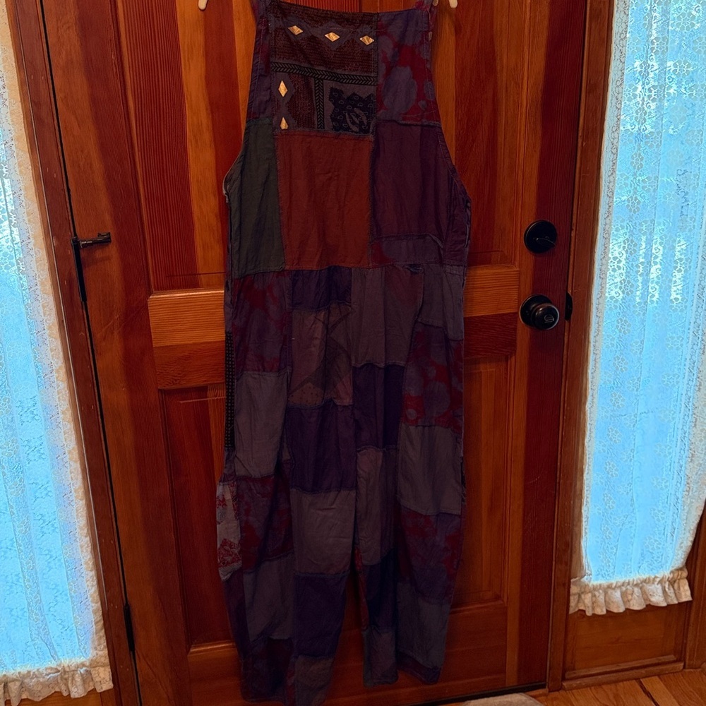 Ashley Taylor Patchwork overall jumpsuit romper one size multi-color purple - Picture 9 of 11